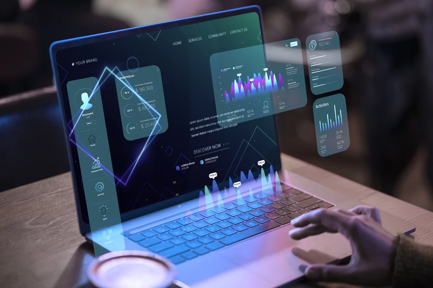 Computador com visualizações de dados